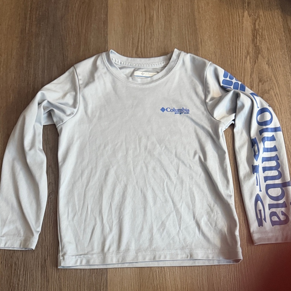 Columbia Kids' Gray Long Sleeve Tee with Blue Logo